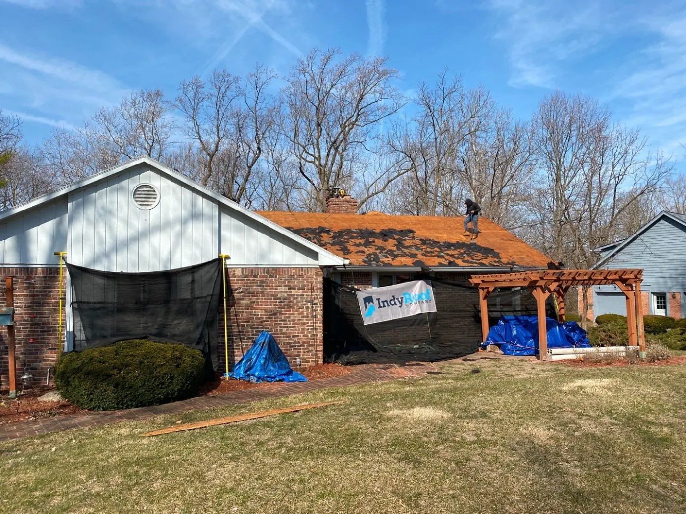 Storm damage documentation on a Maple Village commercial building